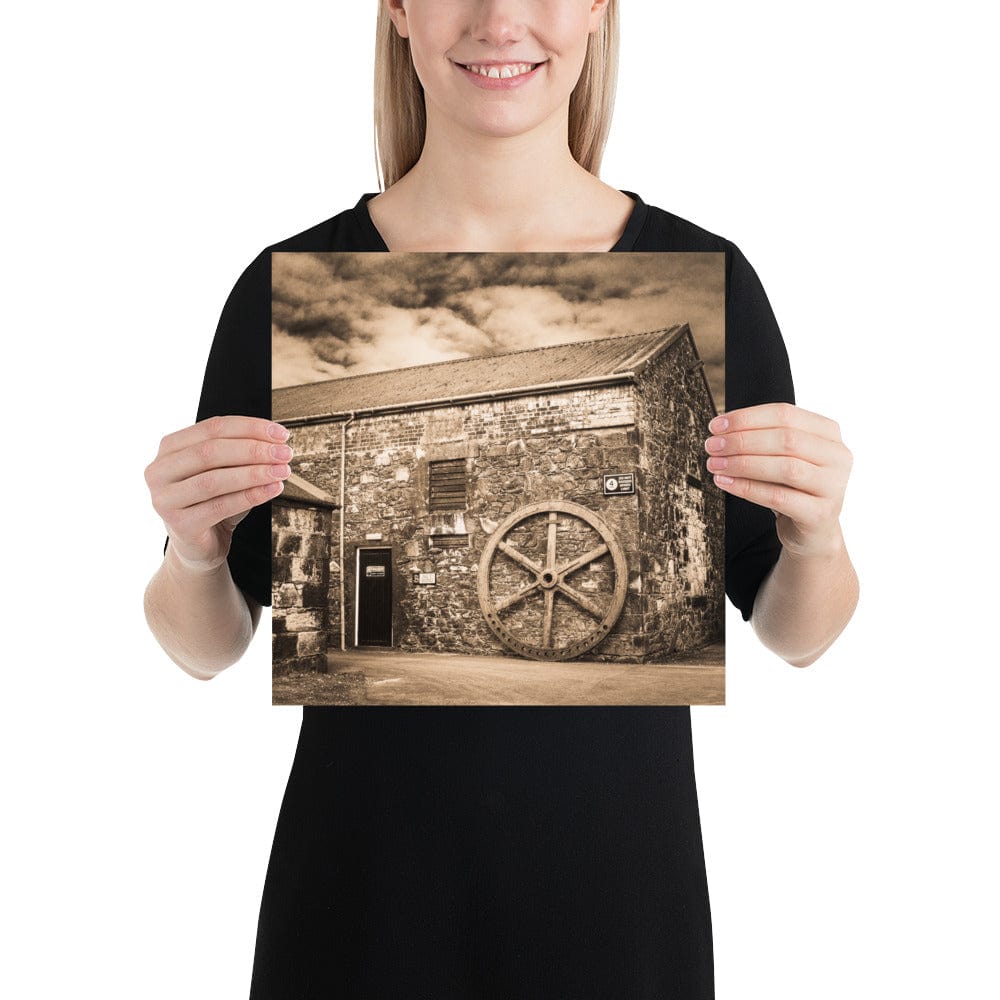 Old Water Wheel Springank Distillery Photo Paper Poster (USA Sizes) 12″×12″ by Wandering Spirits Global
