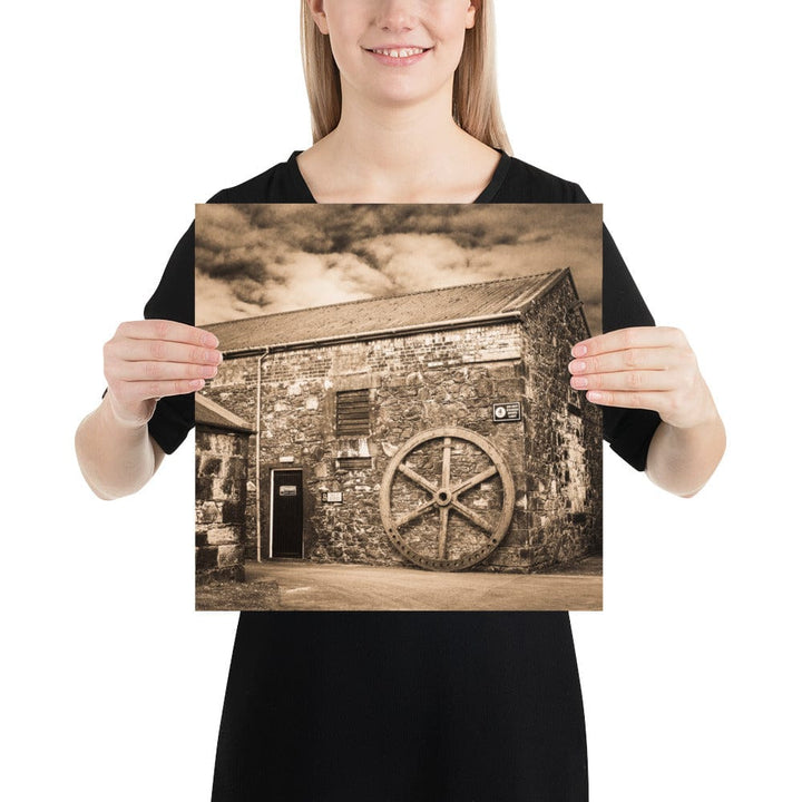 Old Water Wheel Springank Distillery Photo Paper Poster (USA Sizes) 14″×14″ by Wandering Spirits Global