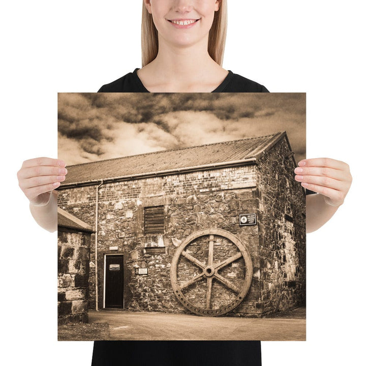 Old Water Wheel Springank Distillery Photo Paper Poster (USA Sizes) 18″×18″ by Wandering Spirits Global