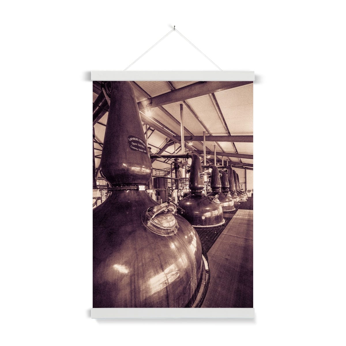 Spirit and Wash Stills Laphroaig Distillery Sepia Toned Fine Art Print with Hanger A2 Portrait / White Frame by Wandering Spirits Global