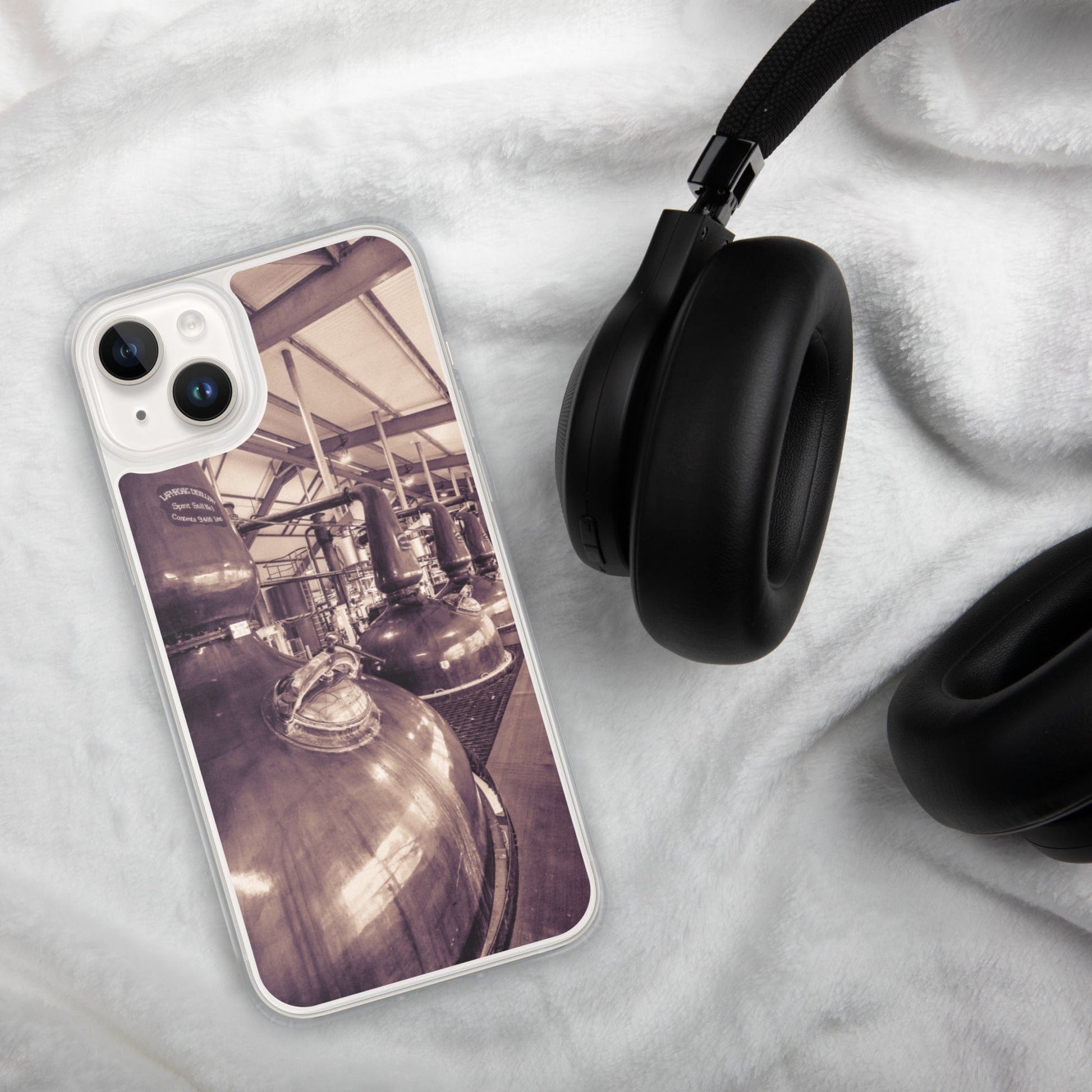 Spirit and Wash Stills Laphroaig Distillery Sepia Toned iPhone Case by Wandering Spirits Global