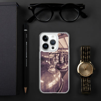 Spirit and Wash Stills Laphroaig Distillery Sepia Toned iPhone Case by Wandering Spirits Global