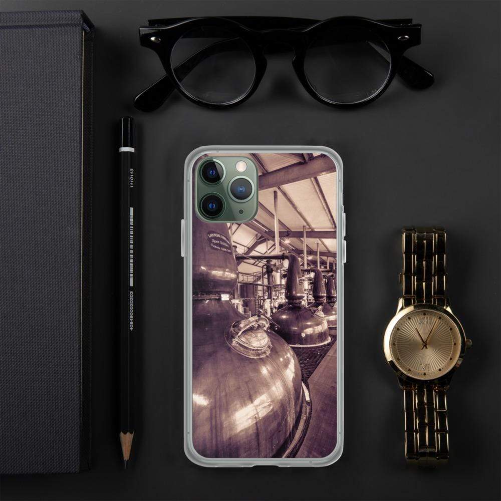 iPhone 11 Pro Spirit and Wash Stills Laphroaig Distillery Sepia Toned iPhone Case by Wandering Spirits Global