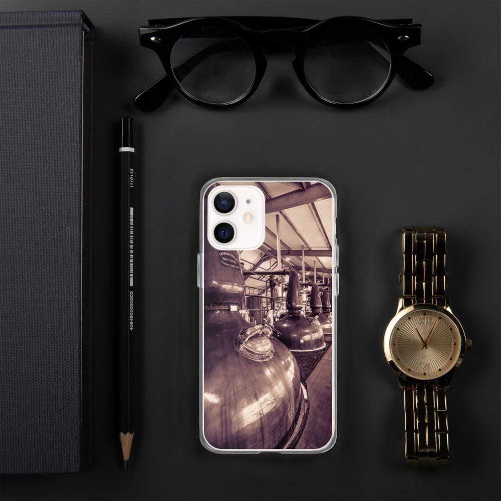 iPhone 12 mini Spirit and Wash Stills Laphroaig Distillery Sepia Toned iPhone Case by Wandering Spirits Global