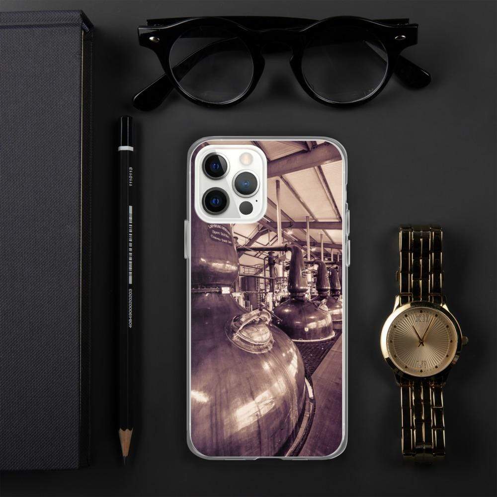 iPhone 12 Pro Max Spirit and Wash Stills Laphroaig Distillery Sepia Toned iPhone Case by Wandering Spirits Global