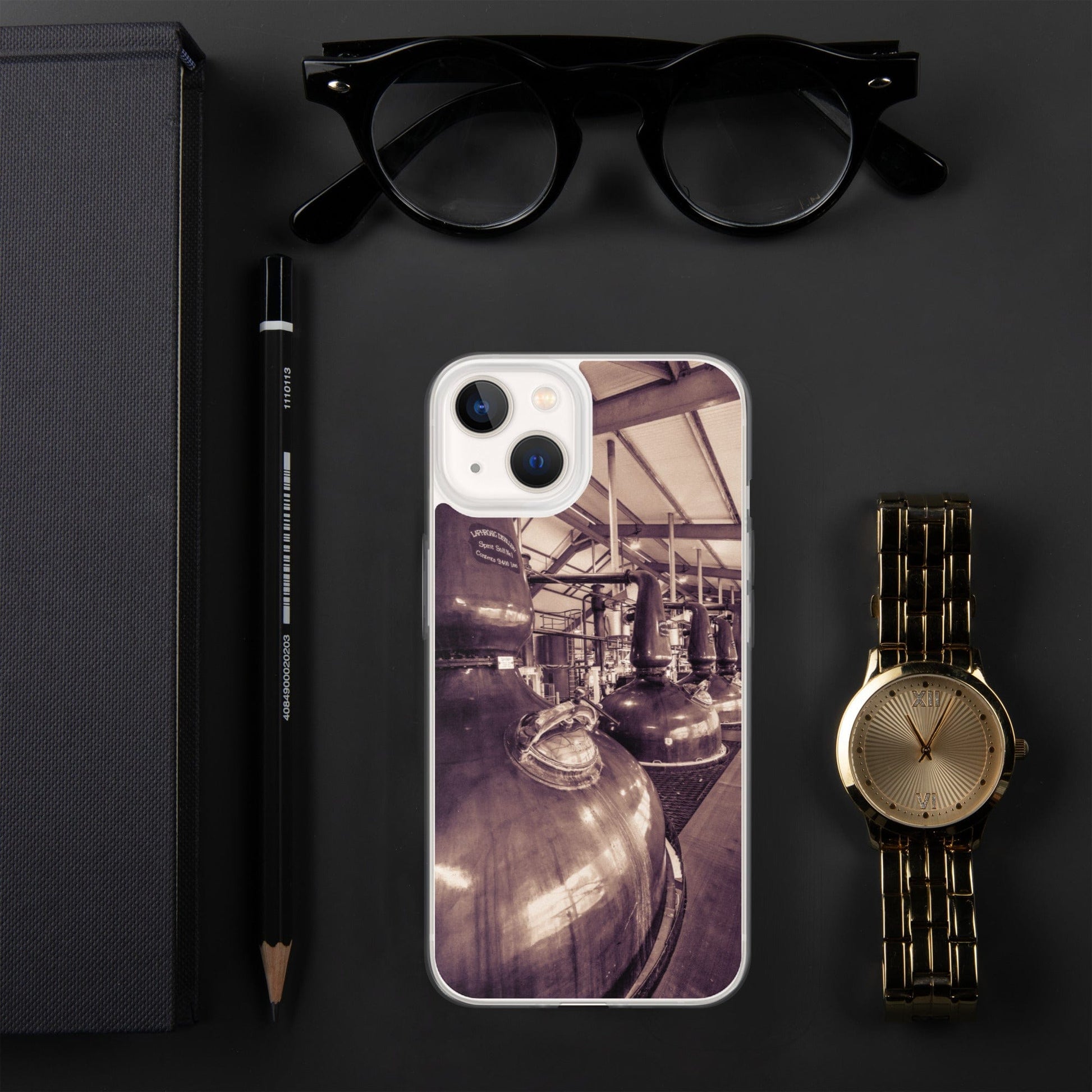 Spirit and Wash Stills Laphroaig Distillery Sepia Toned iPhone Case iPhone 13 by Wandering Spirits Global