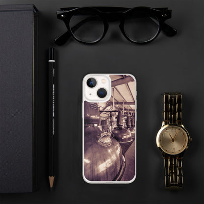 Spirit and Wash Stills Laphroaig Distillery Sepia Toned iPhone Case iPhone 13 mini by Wandering Spirits Global