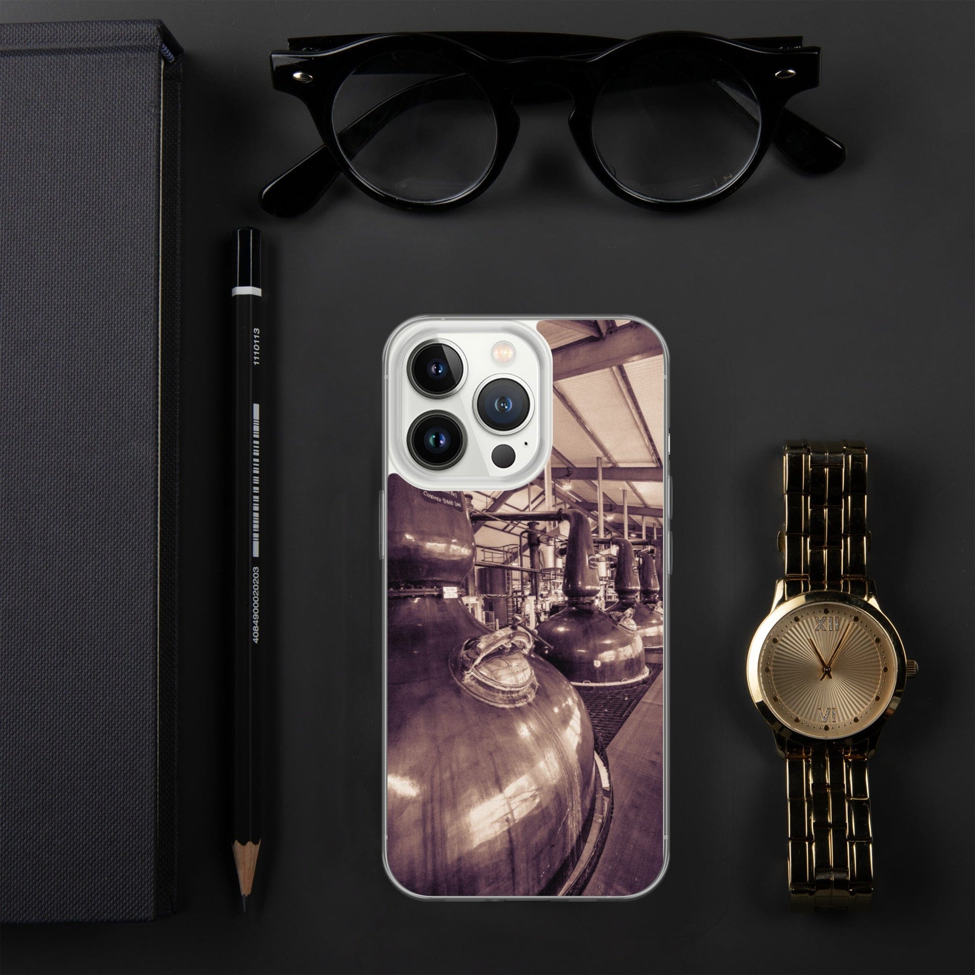 Spirit and Wash Stills Laphroaig Distillery Sepia Toned iPhone Case iPhone 13 Pro by Wandering Spirits Global