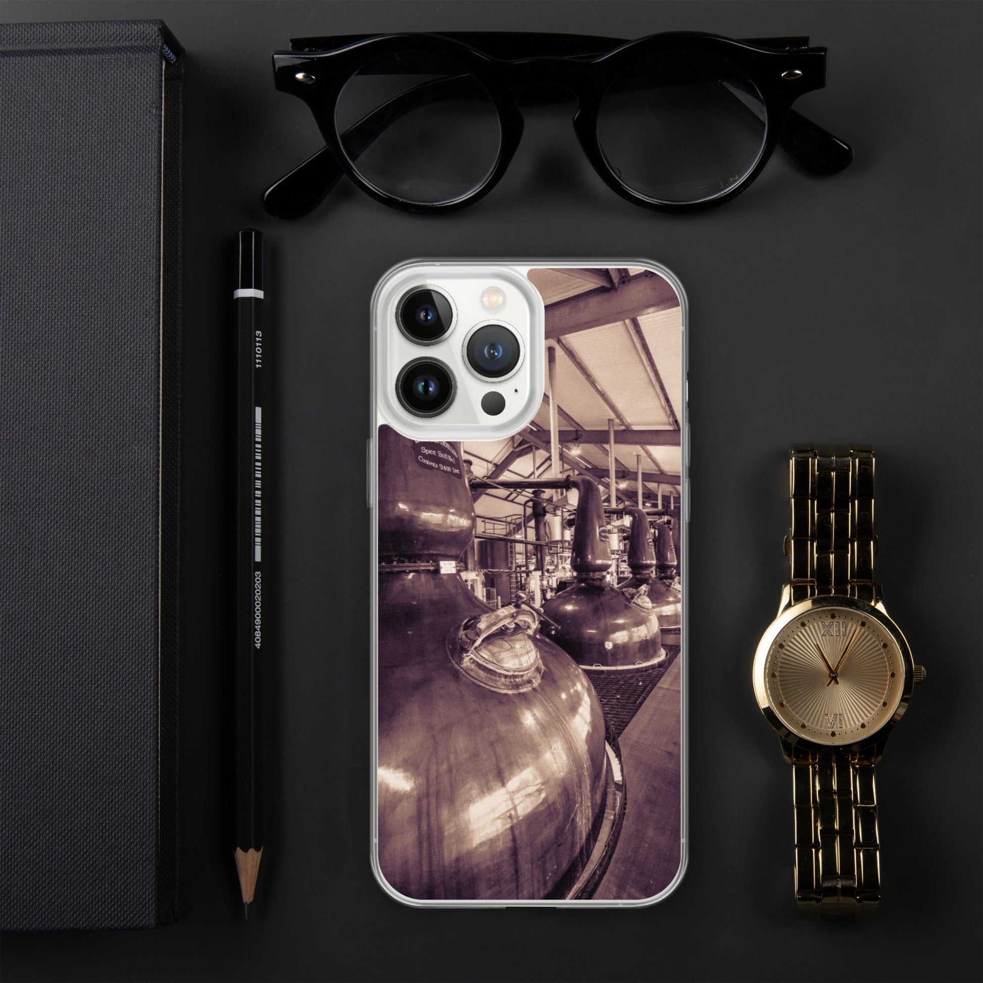 Spirit and Wash Stills Laphroaig Distillery Sepia Toned iPhone Case iPhone 13 Pro Max by Wandering Spirits Global