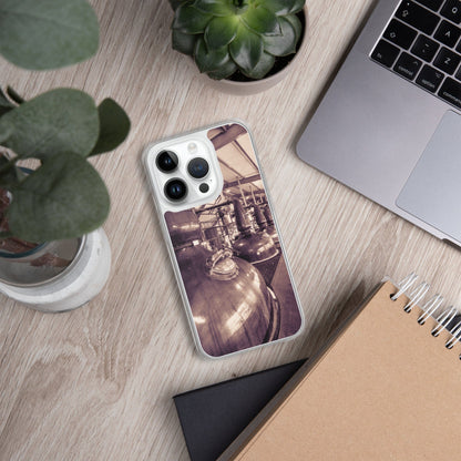 Spirit and Wash Stills Laphroaig Distillery Sepia Toned iPhone Case iPhone 14 Pro by Wandering Spirits Global