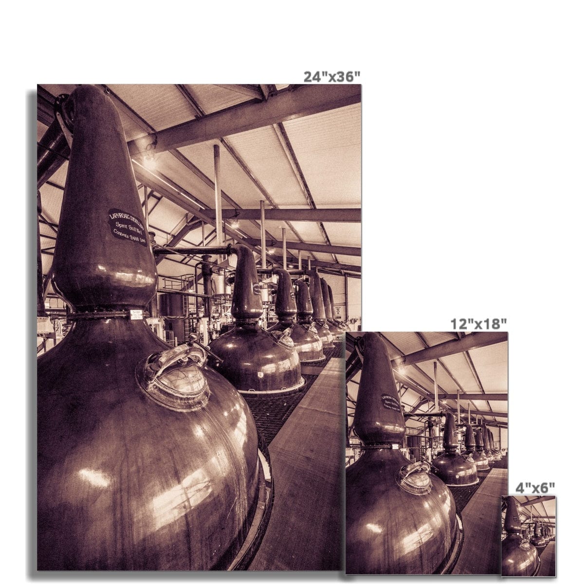 Spirit and Wash Stills Laphroaig Distillery Sepia Toned C-Type Print by Wandering Spirits Global