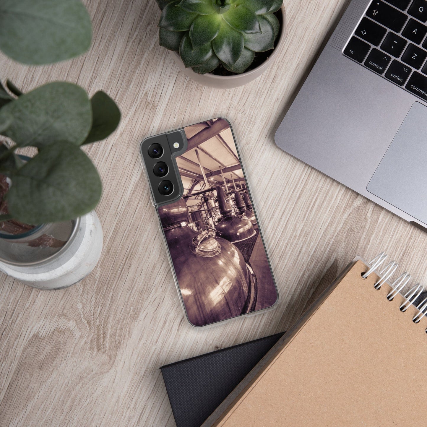 Spirit and Wash Stills Laphroaig Distillery Sepia Toned Samsung Case Samsung Galaxy S22 by Wandering Spirits Global