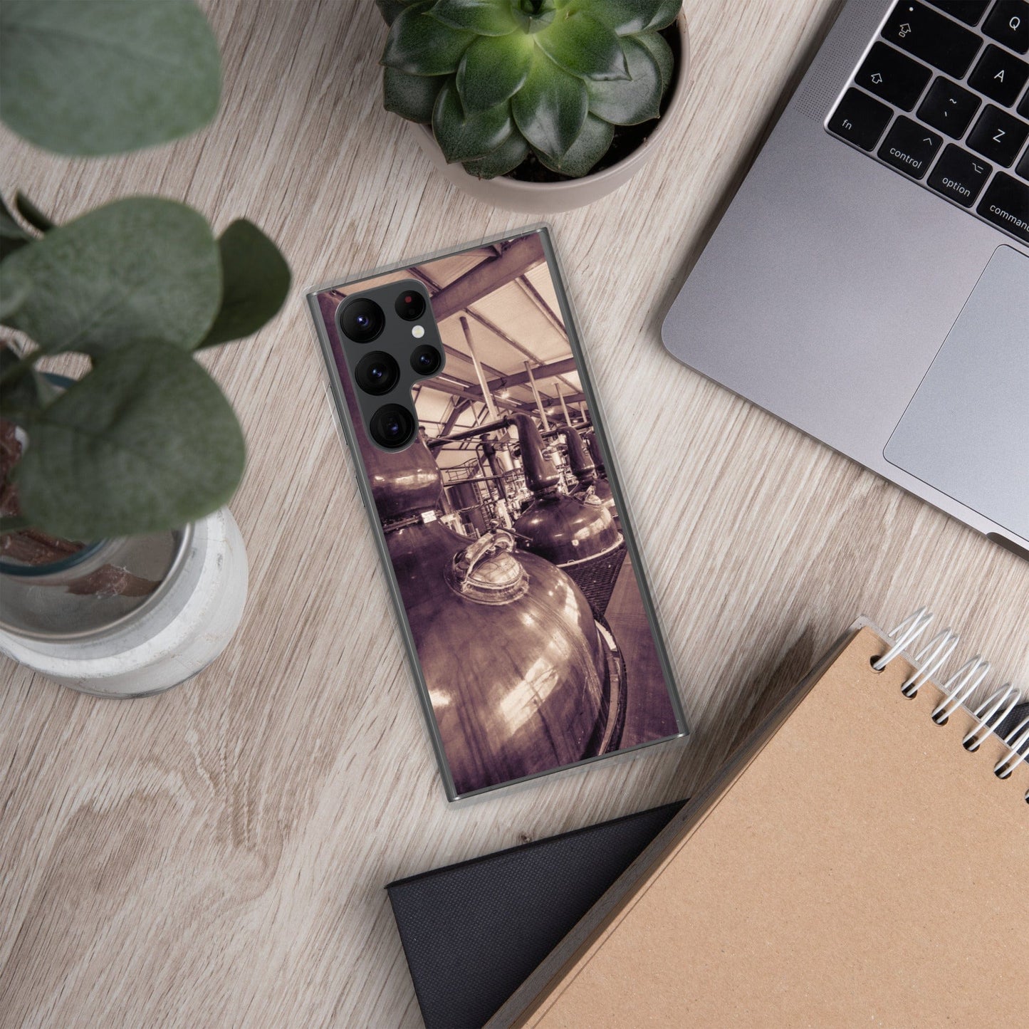 Spirit and Wash Stills Laphroaig Distillery Sepia Toned Samsung Case Samsung Galaxy S22 Ultra by Wandering Spirits Global