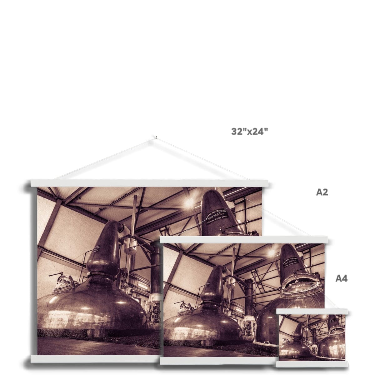 Spirit Stills No 1 and No 2 Laphroaig Fine Art Print with Hanger by Wandering Spirits Global