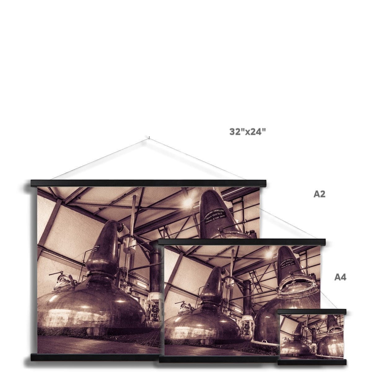 Spirit Stills No 1 and No 2 Laphroaig Fine Art Print with Hanger by Wandering Spirits Global