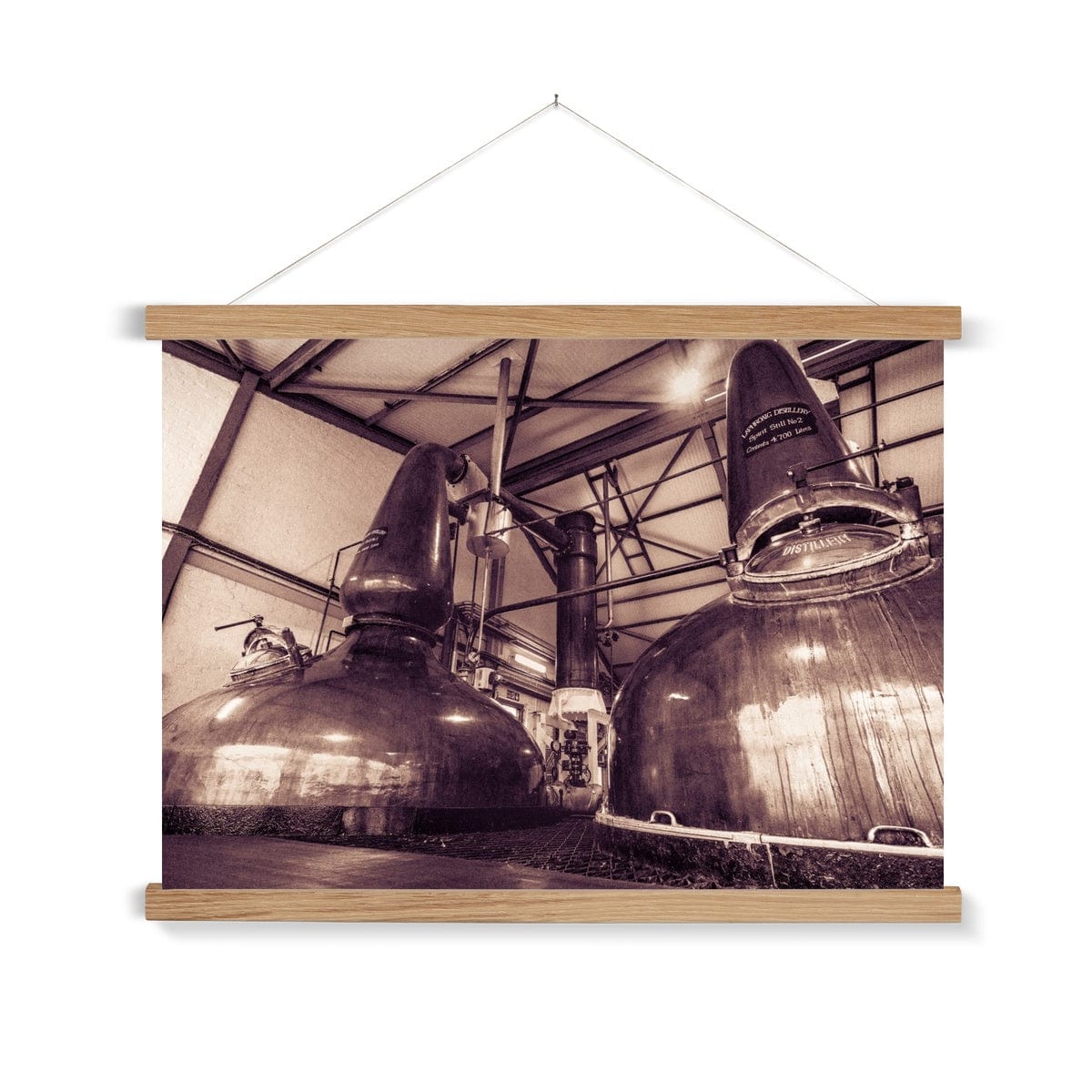 Spirit Stills No 1 and No 2 Laphroaig Fine Art Print with Hanger A2 Landscape / Natural Frame by Wandering Spirits Global