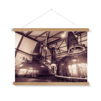 Spirit Stills No 1 and No 2 Laphroaig Fine Art Print with Hanger A2 Landscape / Natural Frame by Wandering Spirits Global