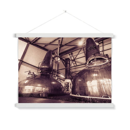 Spirit Stills No 1 and No 2 Laphroaig Fine Art Print with Hanger A2 Landscape / White Frame by Wandering Spirits Global