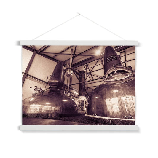 Spirit Stills No 1 and No 2 Laphroaig Fine Art Print with Hanger A2 Landscape / White Frame by Wandering Spirits Global