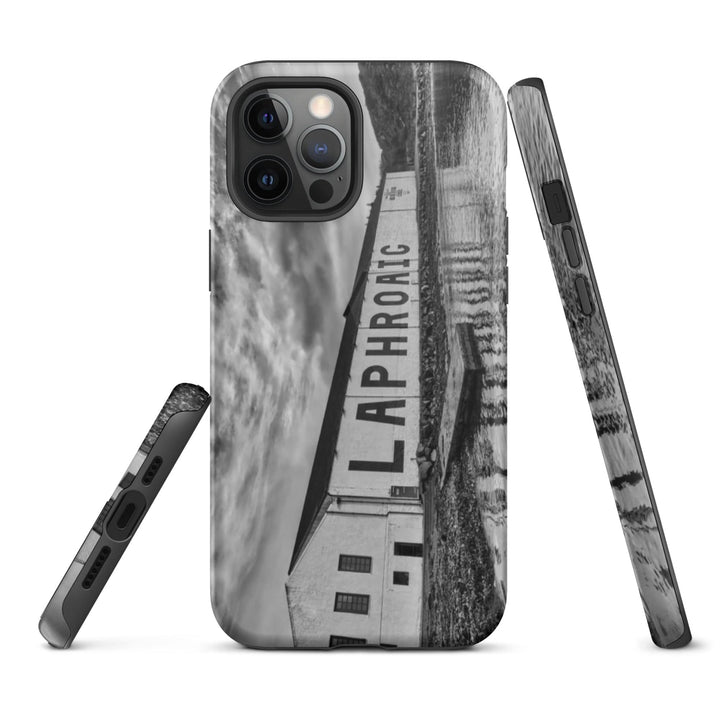 Laphroaig Distillery Warehouse Black and White Tough iPhone Case iPhone 12 Pro Max by Wandering Spirits Global