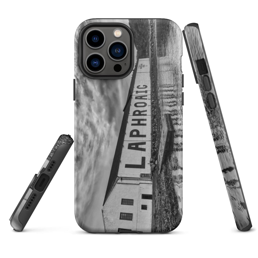 Laphroaig Distillery Warehouse Black and White Tough iPhone Case iPhone 13 Pro Max by Wandering Spirits Global