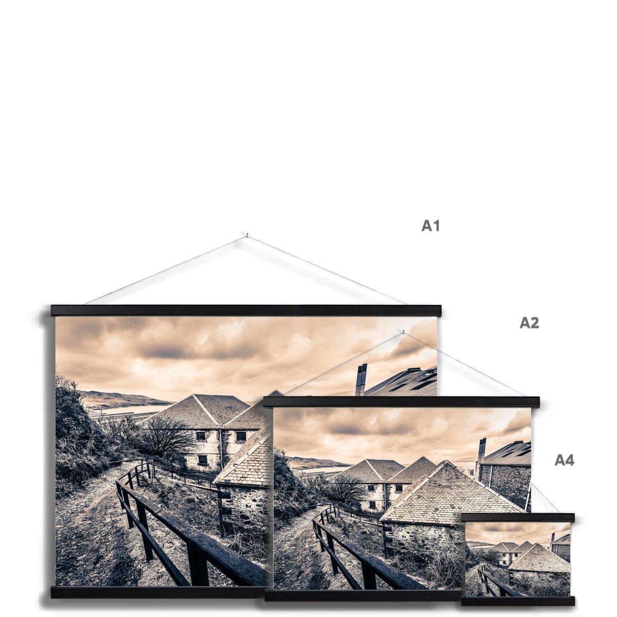 View From Above Bunnahabhain Distillery Fine Art Print with Hanger by Wandering Spirits Global